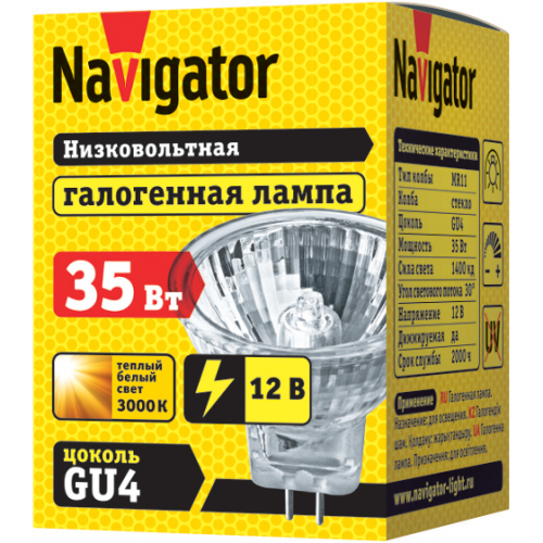Лампа Navigator галоген с отражателем MR11 35Вт 12В GU4