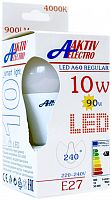 Aktiv Electro Лампа светодиодная LED-A60-Regular 10Вт 220-240В Е27 3000К 900Лм теплый свет